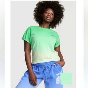 Nwt Victorias Secret Pink Ombre Green Cotton Tee